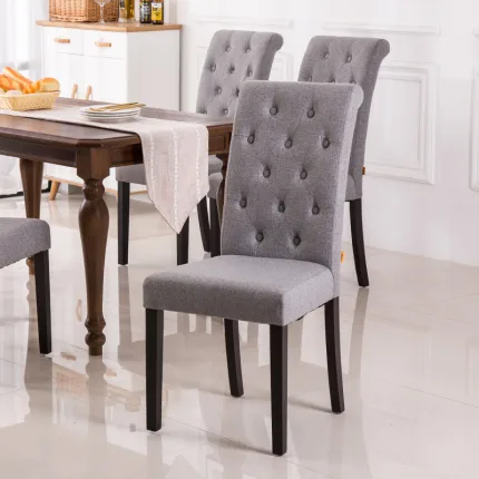 Contemporary Soft Padded Wood Dining Chai