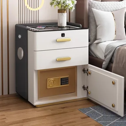 Smart Nightstand with Hidden Safe & Wireless Charging
