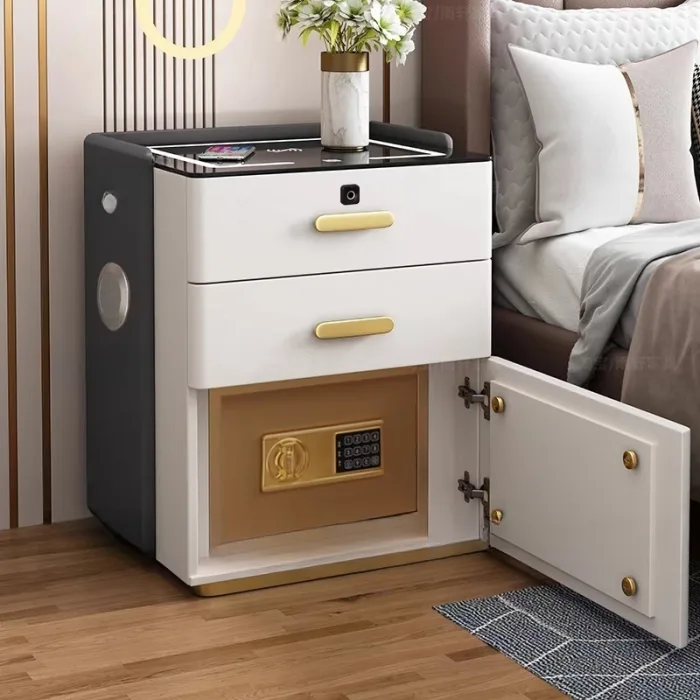 Smart Nightstand with Hidden Safe & Wireless Charging