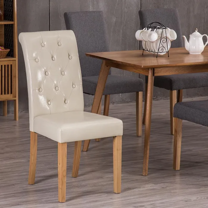 Contemporary Soft Padded Wood Dining Chai