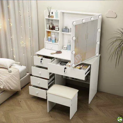 Modern Vanity Table with Mirror & Drawers