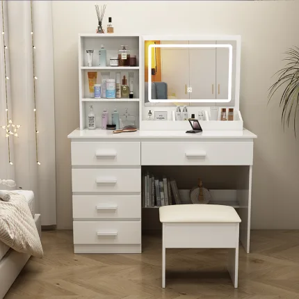 Modern Minimalist Vanity Table with Storage Drawers