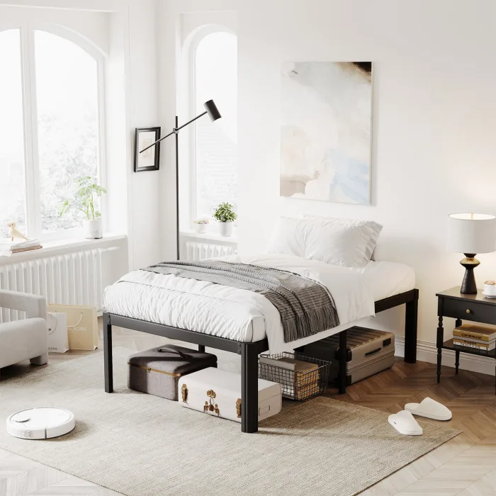 Modern Minimalist Metal Bed Frame – Durable Steel Construction for Long-Term Use