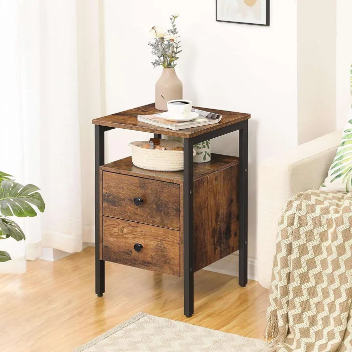 Rustic American Country Style Nightstand for Bedroom