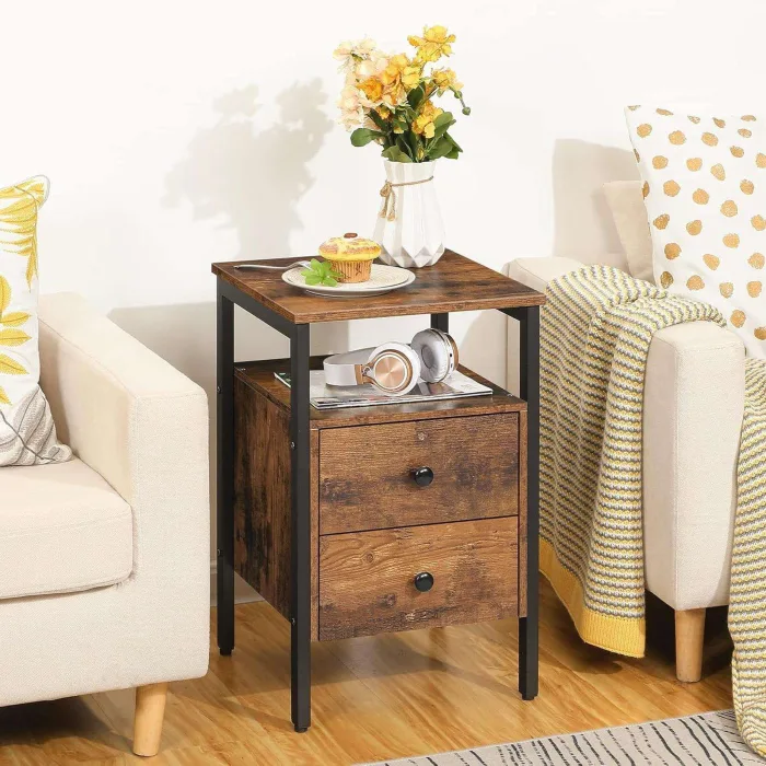 Rustic American Country Style Nightstand for Bedroom