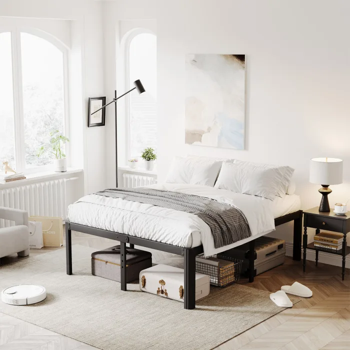 Modern Minimalist Metal Bed Frame – Durable Steel Construction for Long-Term Use
